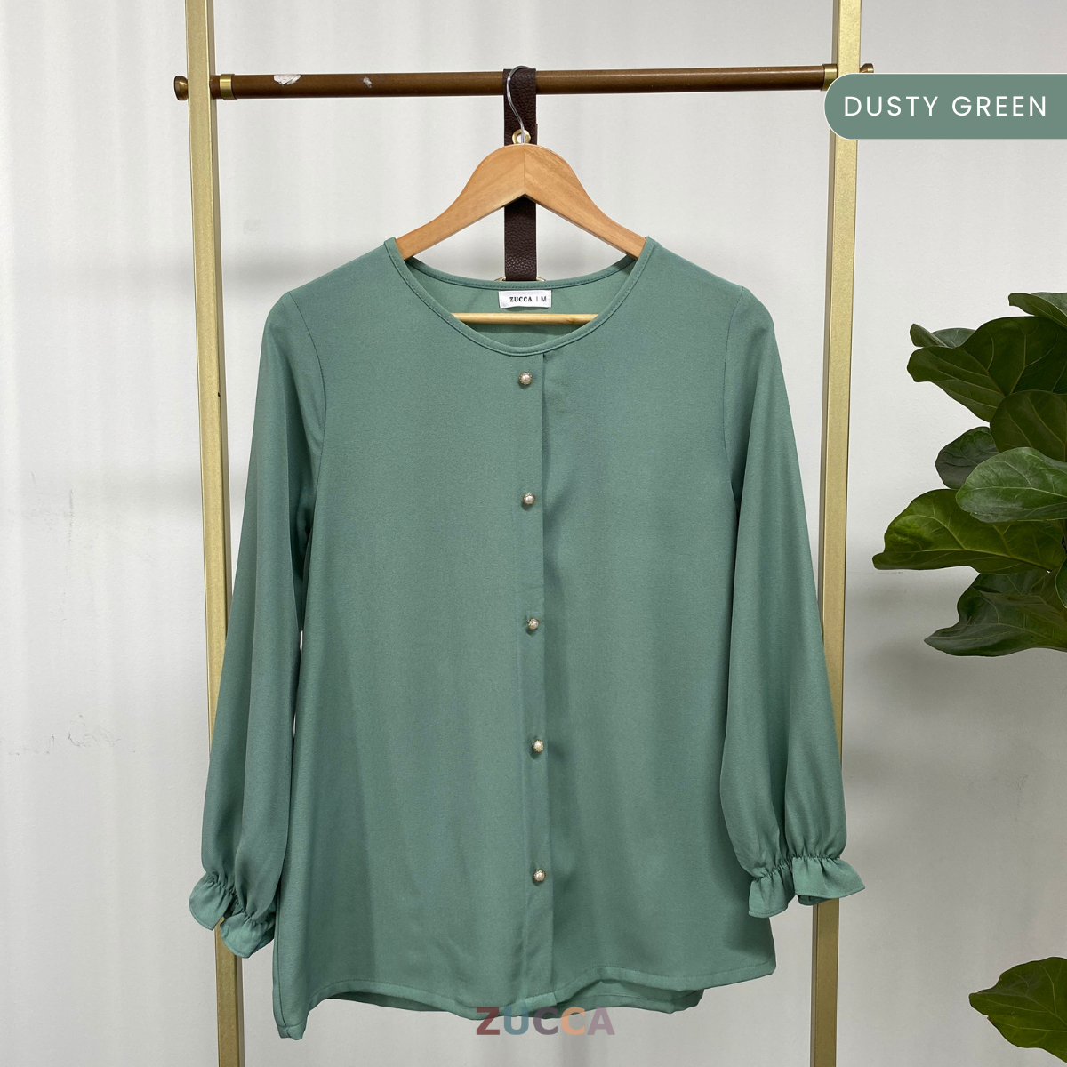 ZUCCA HAZIYA MINIMALIST PEARL BUTTON BLOUSE - MA038