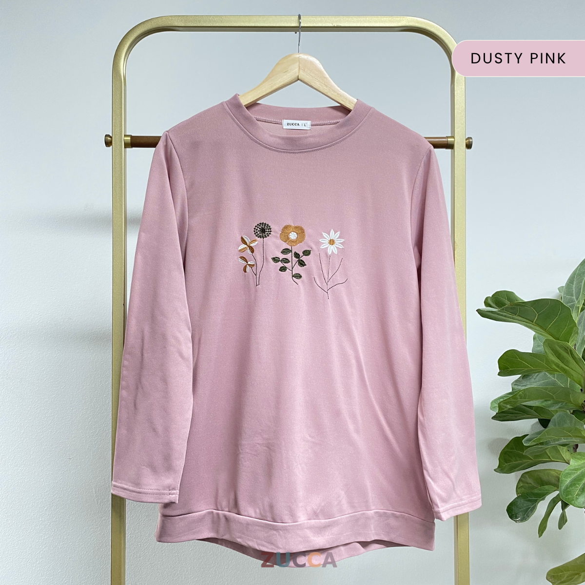 ZUCCA MAXINE BLAUS KASUAL WANITA DENGAN SULAMAN BUNGA - DM274