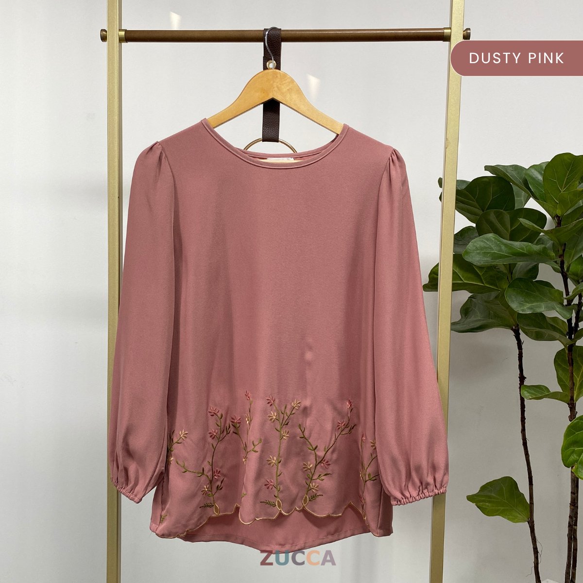 ZUCCA NOLAN FLORAL EMBROIDERED PUFF BLOUSE - MA036