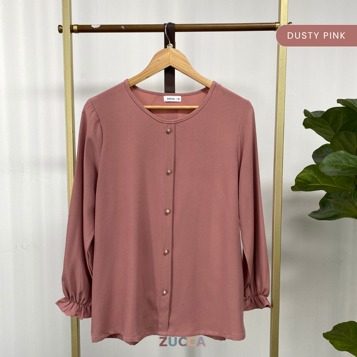 ZUCCA HAZIYA MINIMALIST PEARL BUTTON BLOUSE - MA038