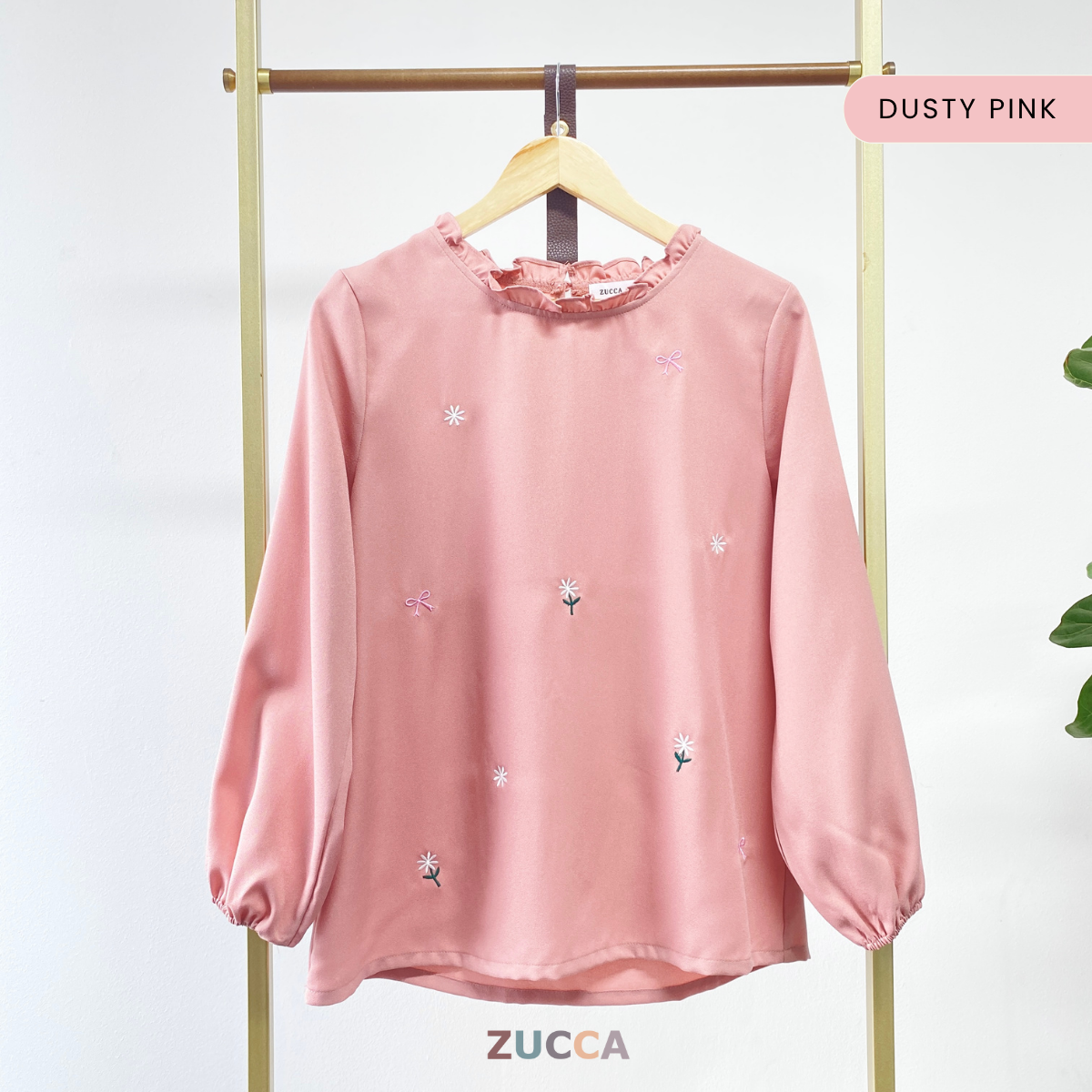 ZUCCA YUNIA SULAMAN BUNGA RUFFLED NECK BLOUSE WANITA - MA069