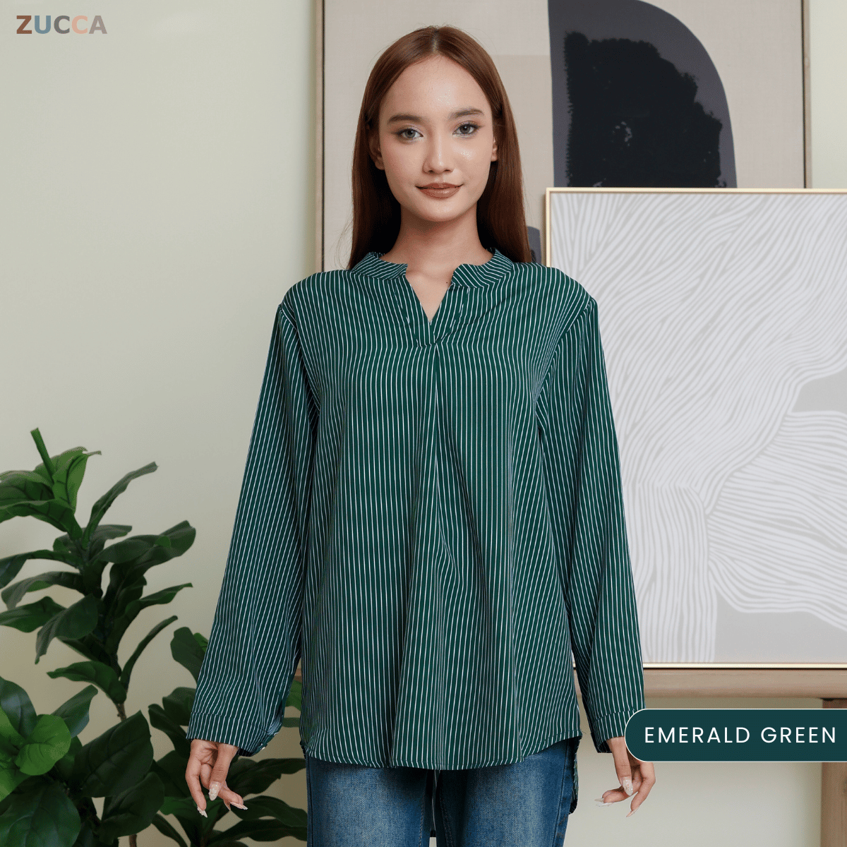 ZUCCA REINA COMFY PLAIN V-NECK BLOUSE - DM144