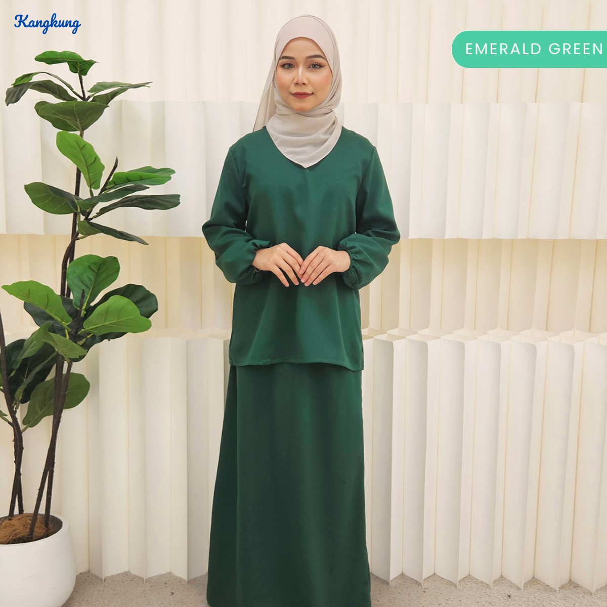 KANGKUNG IXORA SET MODEST DUA HELAI PLAIN – KK115