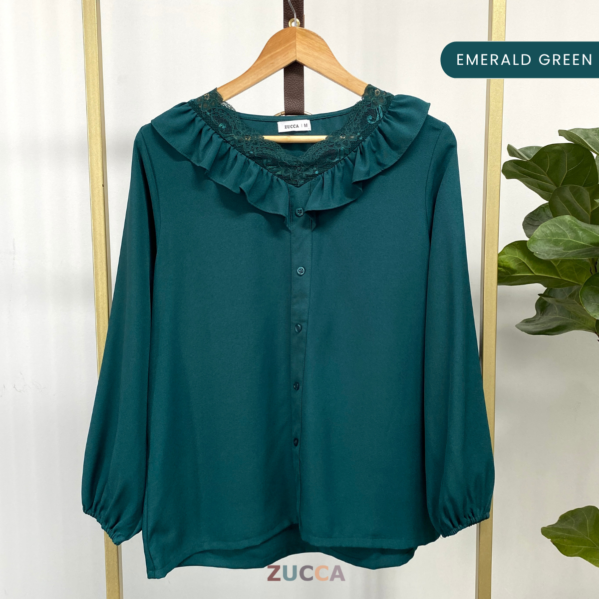 ZUCCA YUSRINA RUFFLE LACE BUTTON DETAIL BLOUSE - MA039
