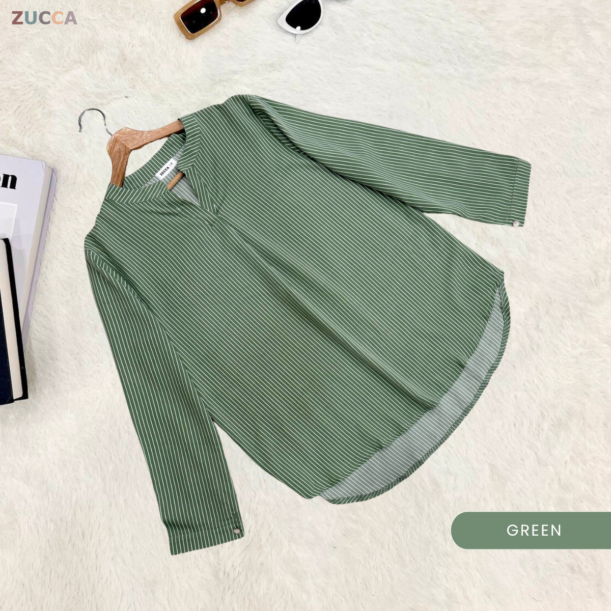 ZUCCA REINA COMFY PLAIN V-NECK BLOUSE - DM144