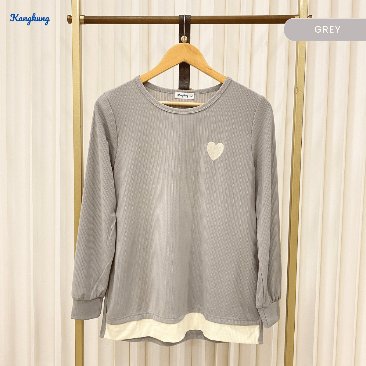 KANGKUNG ILANA BLOUSE RIBBED KASUAL YANG SELESA - KK1041