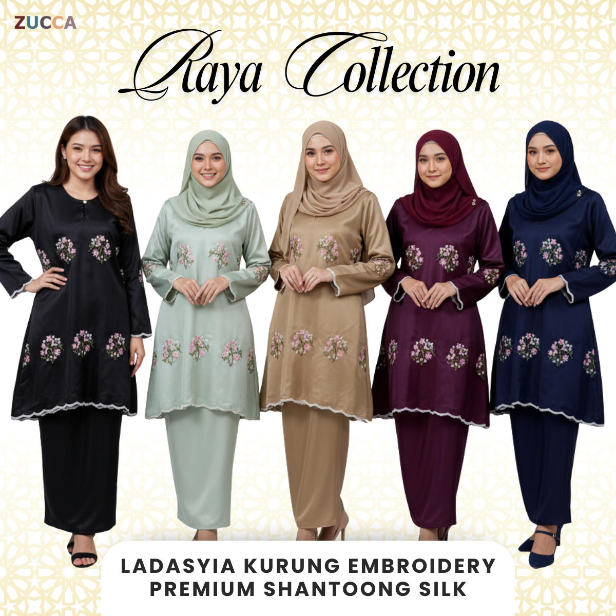 ZUCCA LADASYIA KURUNG EMBROIDERY PERMIUM SHANTOONG SILK - H033