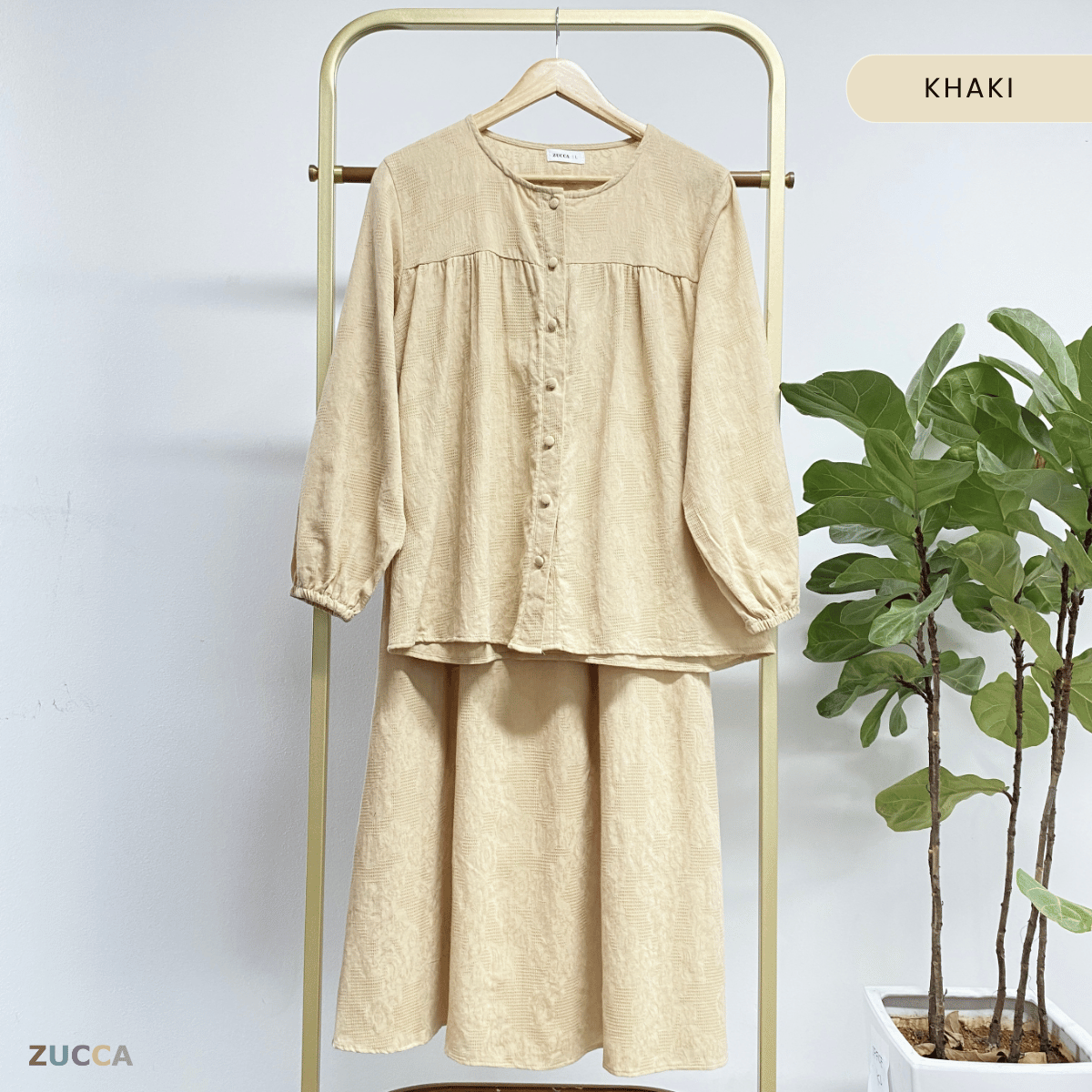 ZUCCA LENA SET BAJU BERBUTANG BERCORAK - DMSET004