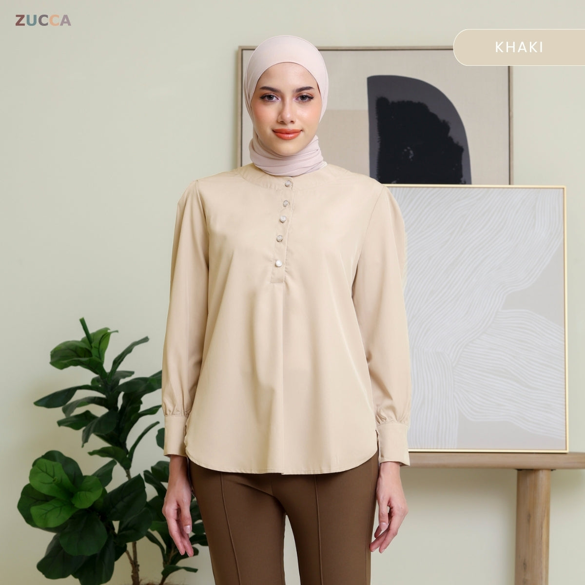 ZUCCA WAZAR LONG BLOUSE COMFY IRONLESS - DM109 Baju Cotton
