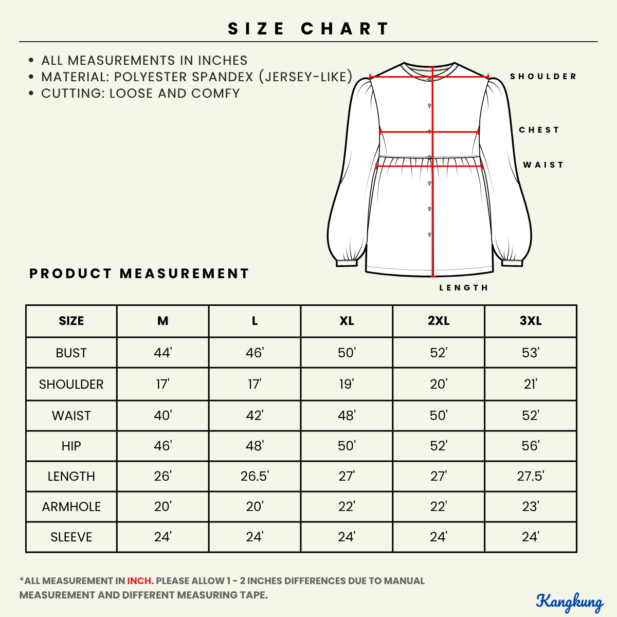 KANGKUNG MAZNA BLOUSE KASUAL WANITA CORAK GRAFIK – KK100