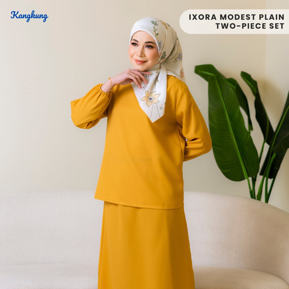 KANGKUNG IXORA SET MODEST DUA HELAI PLAIN – KK115