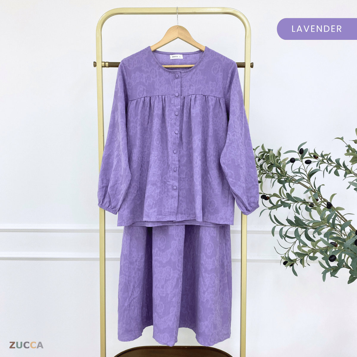 ZUCCA LENA SET BAJU BERBUTANG BERCORAK - DMSET004