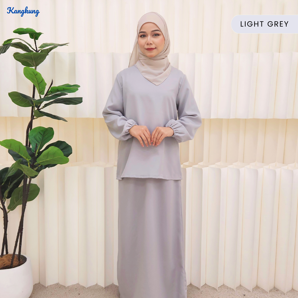 KANGKUNG IXORA SET MODEST DUA HELAI PLAIN – KK115