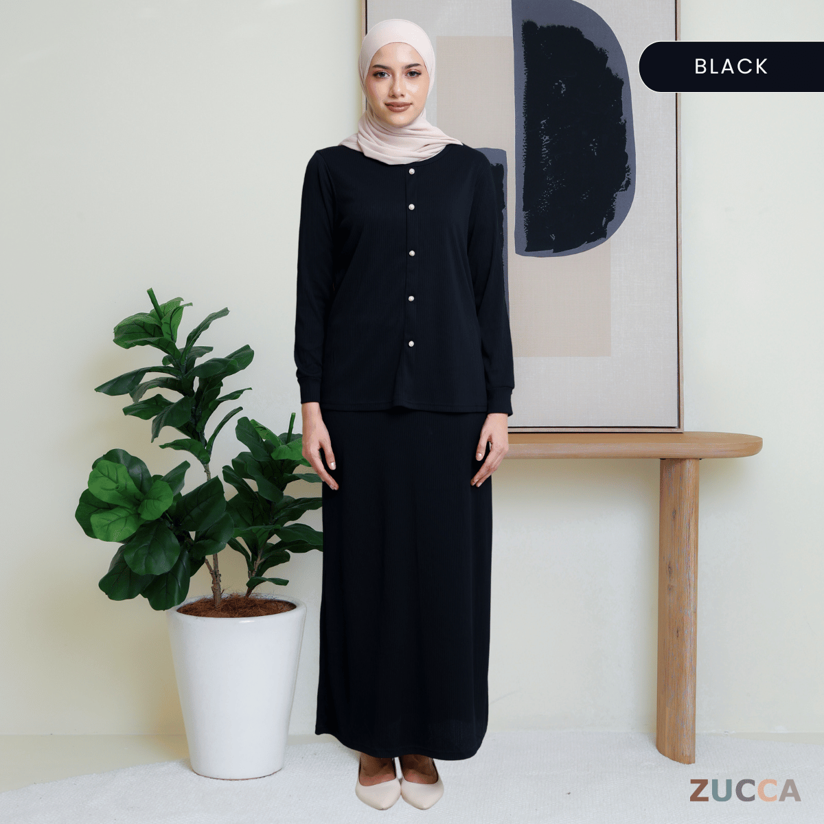 ZUCCA ANNIE WOMEN SET RIB KNIT BLOUSE AND SKIRT  - MA004