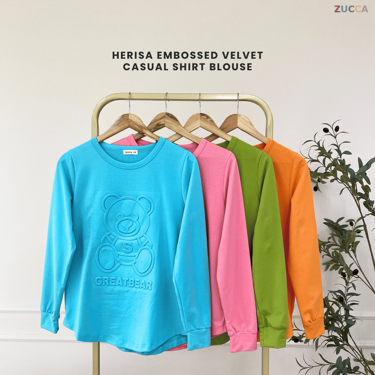 ZUCCA HERISA EMBOSSED VELVET CASUAL SHIRT BLOUSE - MA007