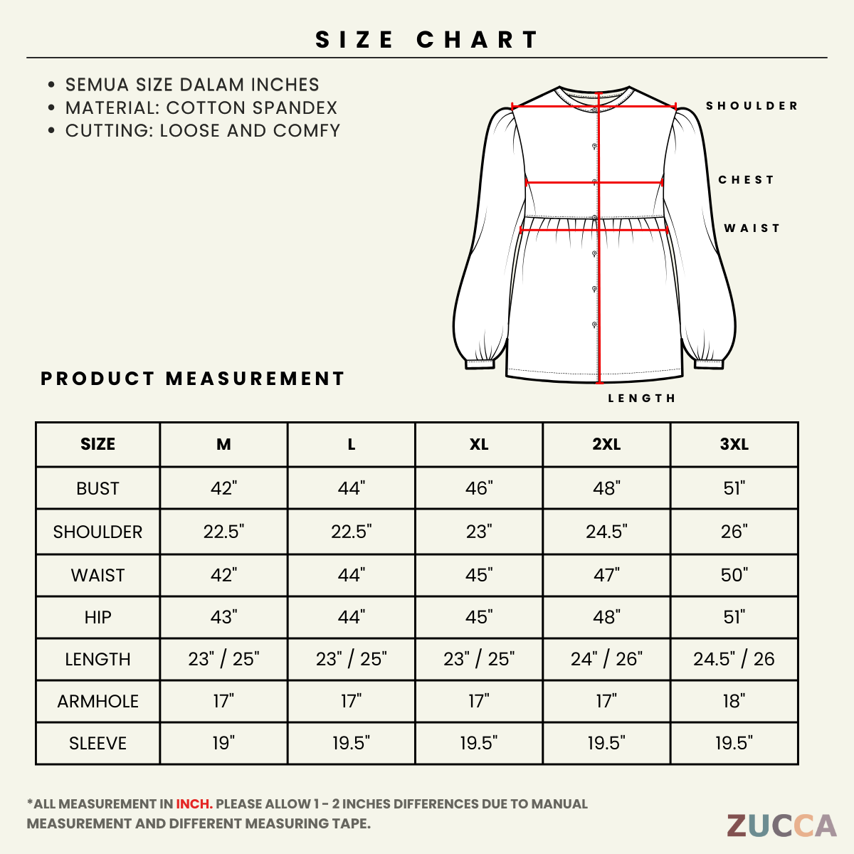 ZUCCA NYLA EMBROIDERY HEM WOMEN BLOUSE - MA018