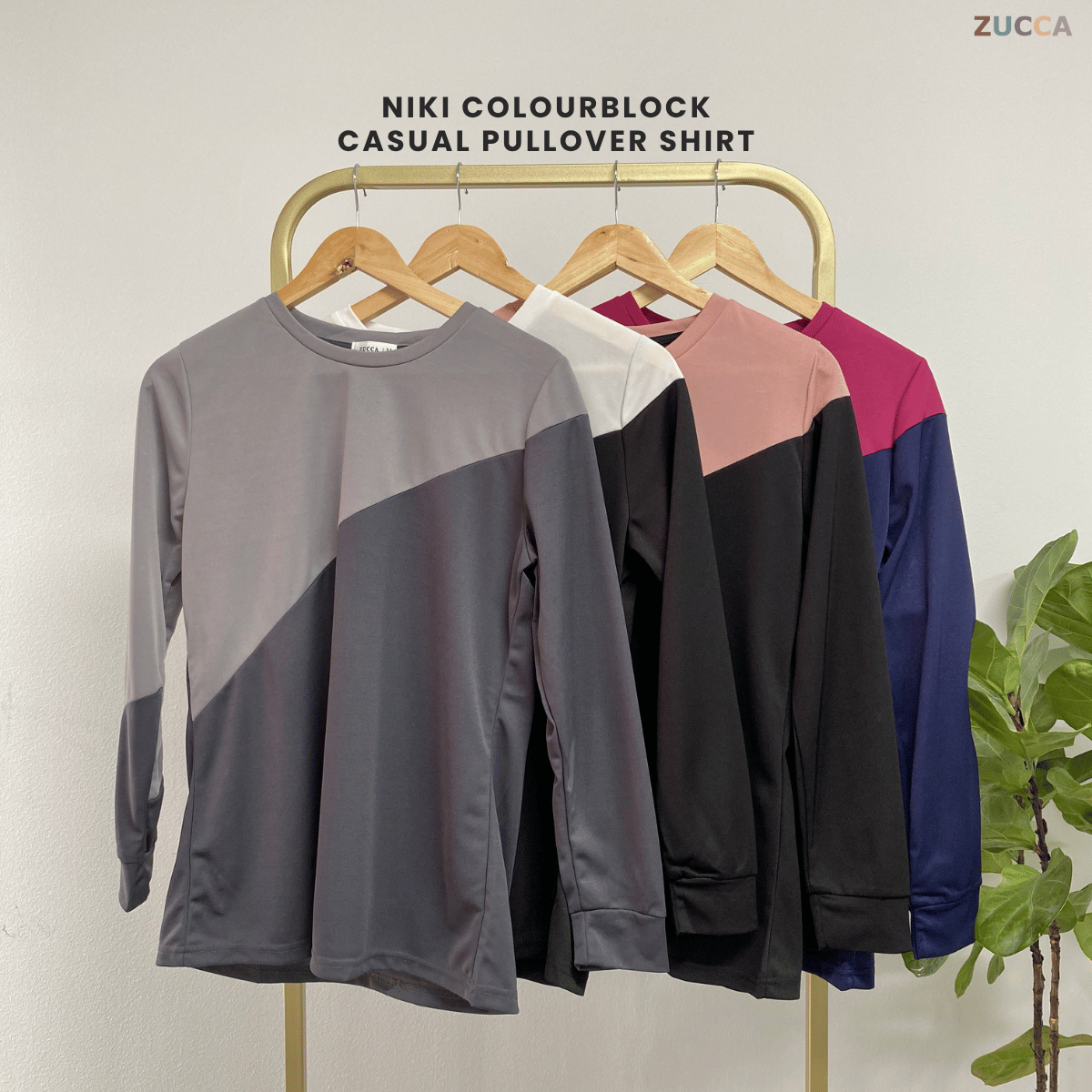 ZUCCA NIKI COLOURBLOCK CASUAL PULLOVER SHIRT - MA020 WOMEN BLOUSE