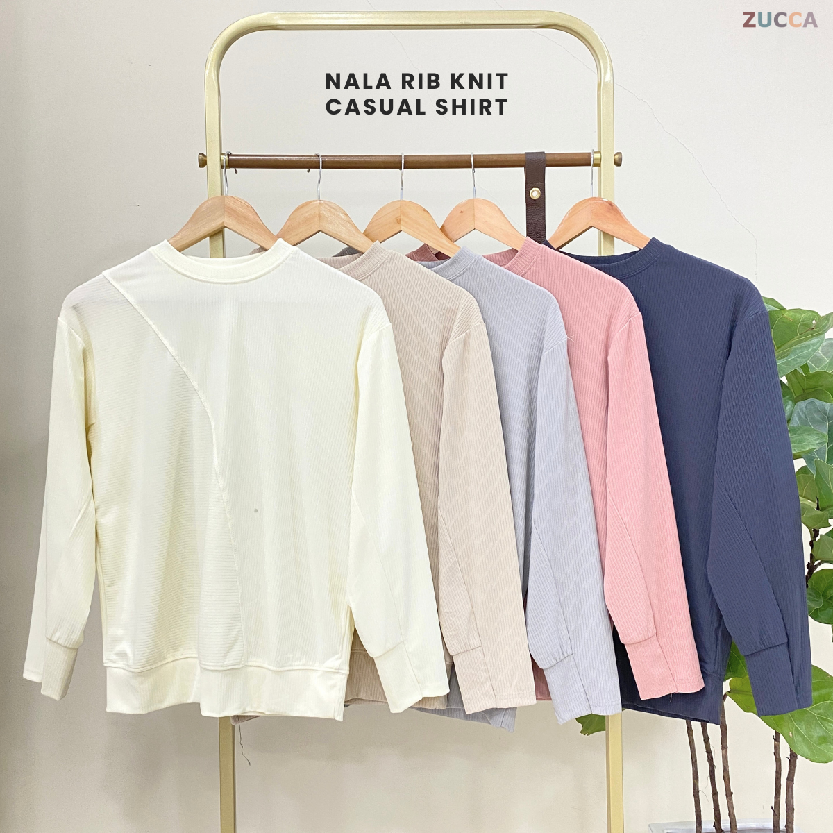ZUCCA NALA RIB KNIT CASUAL SHIRT - MA023 WOMEN BLOUSE