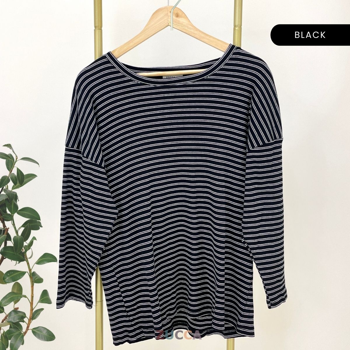 ZUCCA SARI OVERSIZED STRIPED KNIT SHIRT - MA031 DROP SHOULDER LOOSE STYLE