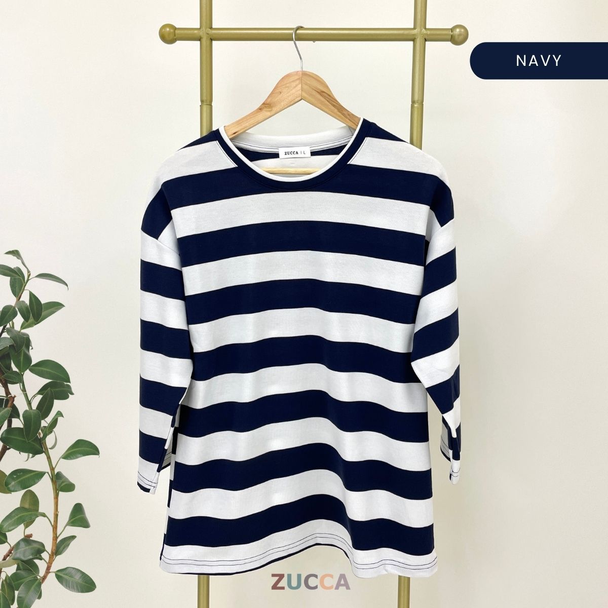 ZUCCA SARI OVERSIZED STRIPED KNIT SHIRT - MA031 DROP SHOULDER LOOSE STYLE