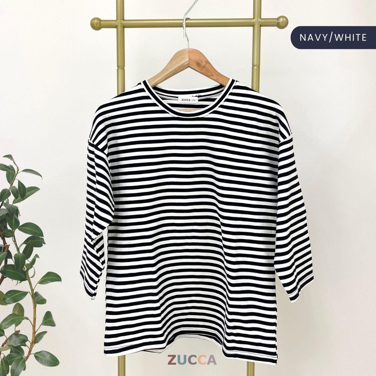 ZUCCA SARI OVERSIZED STRIPED KNIT SHIRT - MA031 DROP SHOULDER LOOSE STYLE