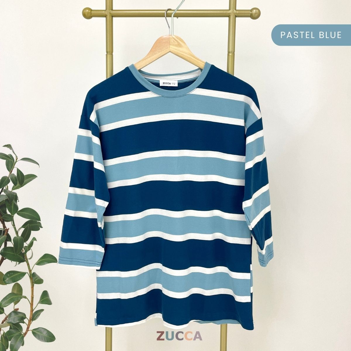 ZUCCA SARI OVERSIZED STRIPED KNIT SHIRT - MA031 DROP SHOULDER LOOSE STYLE