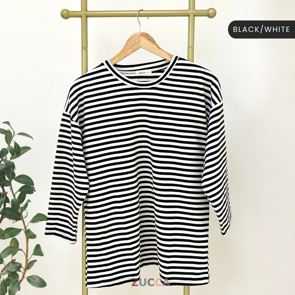 ZUCCA SARI OVERSIZED STRIPED KNIT SHIRT - MA031 DROP SHOULDER LOOSE STYLE