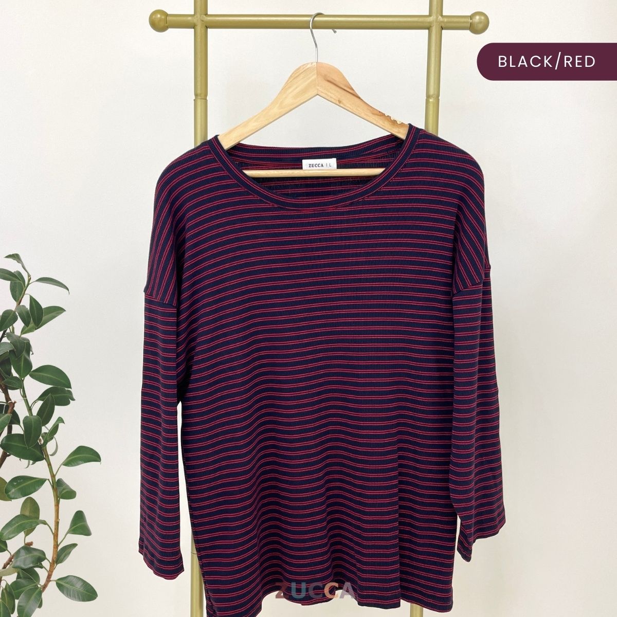 ZUCCA SARI OVERSIZED STRIPED KNIT SHIRT - MA031 DROP SHOULDER LOOSE STYLE