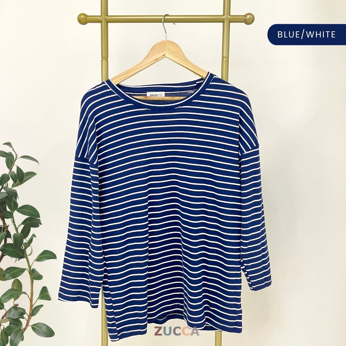 ZUCCA SARI OVERSIZED STRIPED KNIT SHIRT - MA031 DROP SHOULDER LOOSE STYLE
