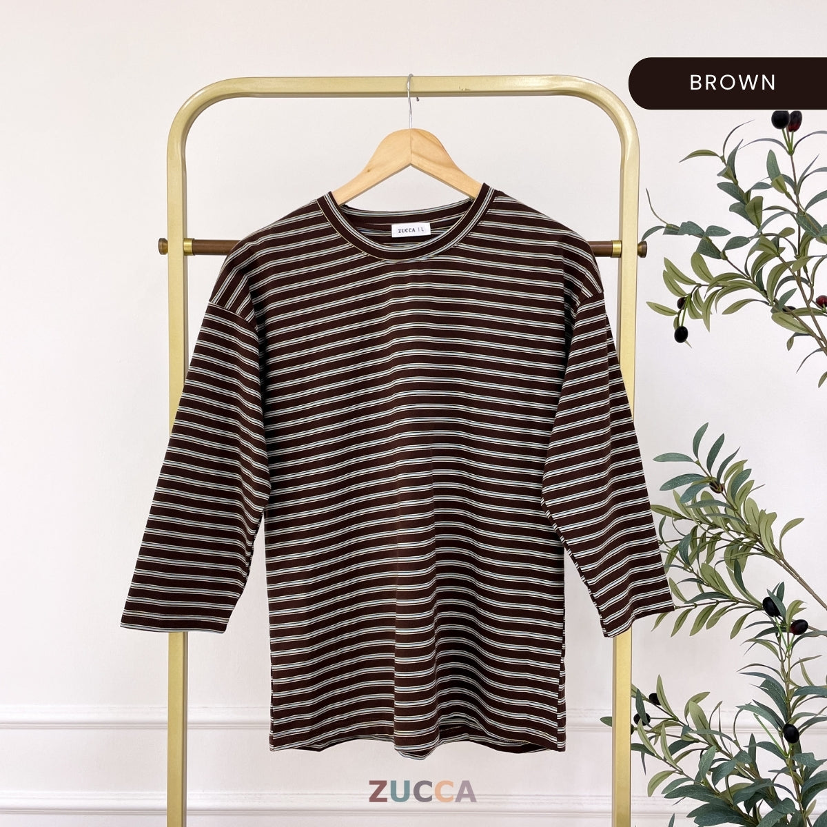 ZUCCA SARI OVERSIZED STRIPED KNIT SHIRT - MA031 DROP SHOULDER LOOSE STYLE