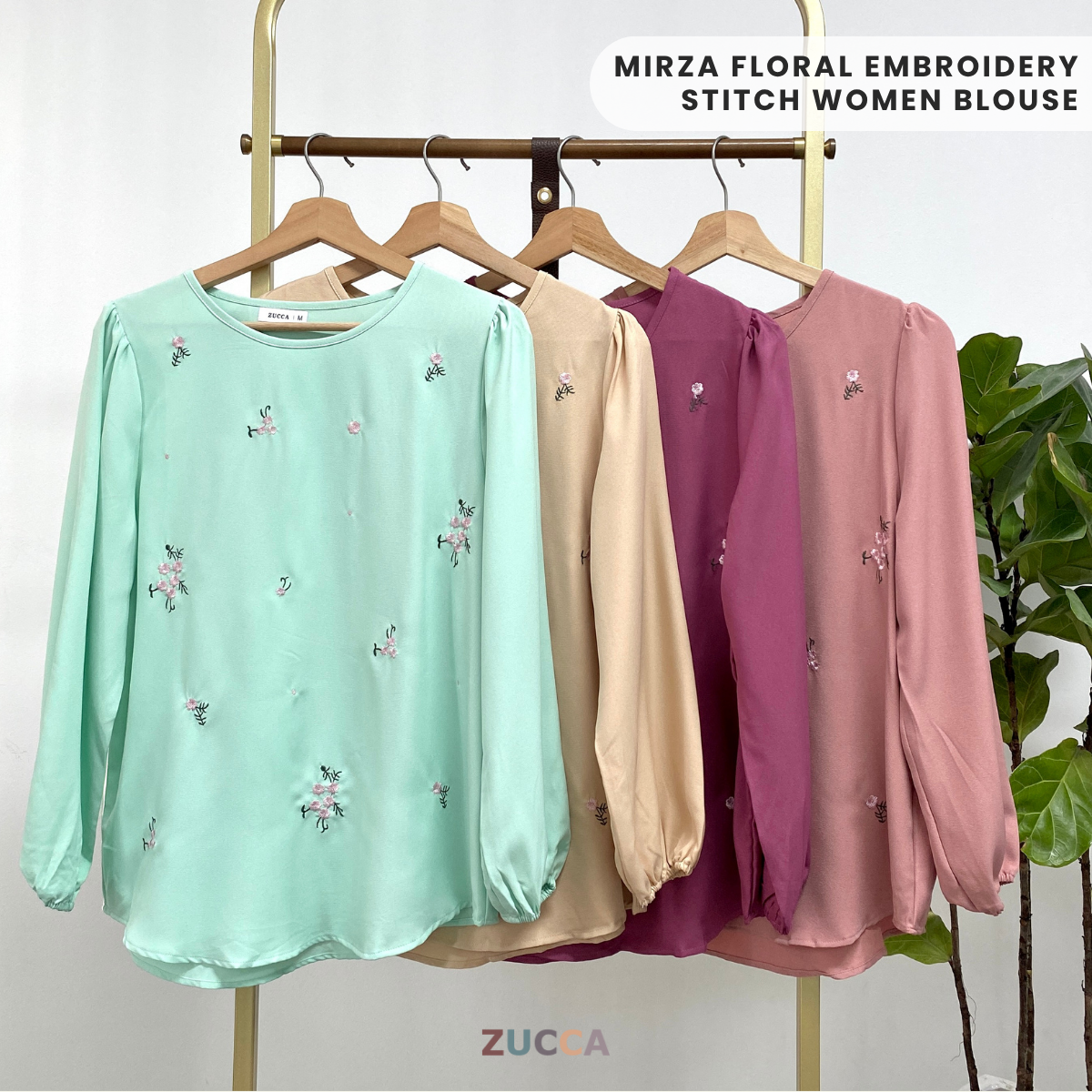 ZUCCA MIRZA FLORAL EMBROIDERY STITCH WOMEN BLOUSE - MA034