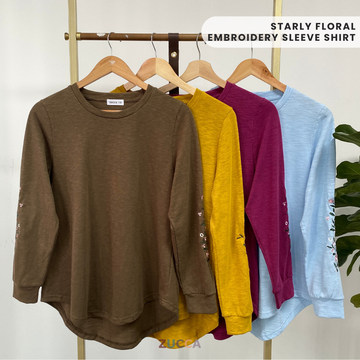 ZUCCA STARLY FLORAL EMBROIDERY SLEEVE SHIRT - MA035