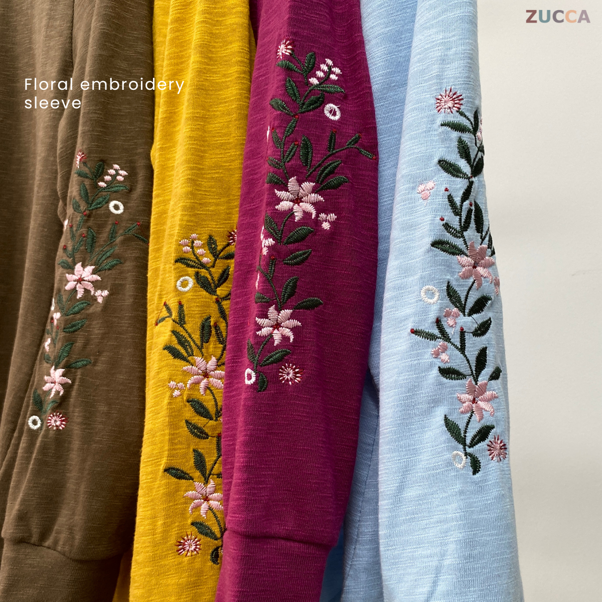 ZUCCA STARLY FLORAL EMBROIDERY SLEEVE SHIRT - MA035