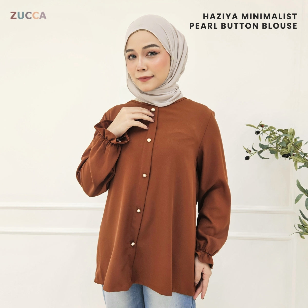 ZUCCA HAZIYA MINIMALIST PEARL BUTTON BLOUSE - MA038