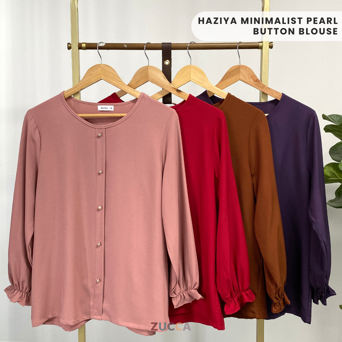 ZUCCA HAZIYA MINIMALIST PEARL BUTTON BLOUSE - MA038