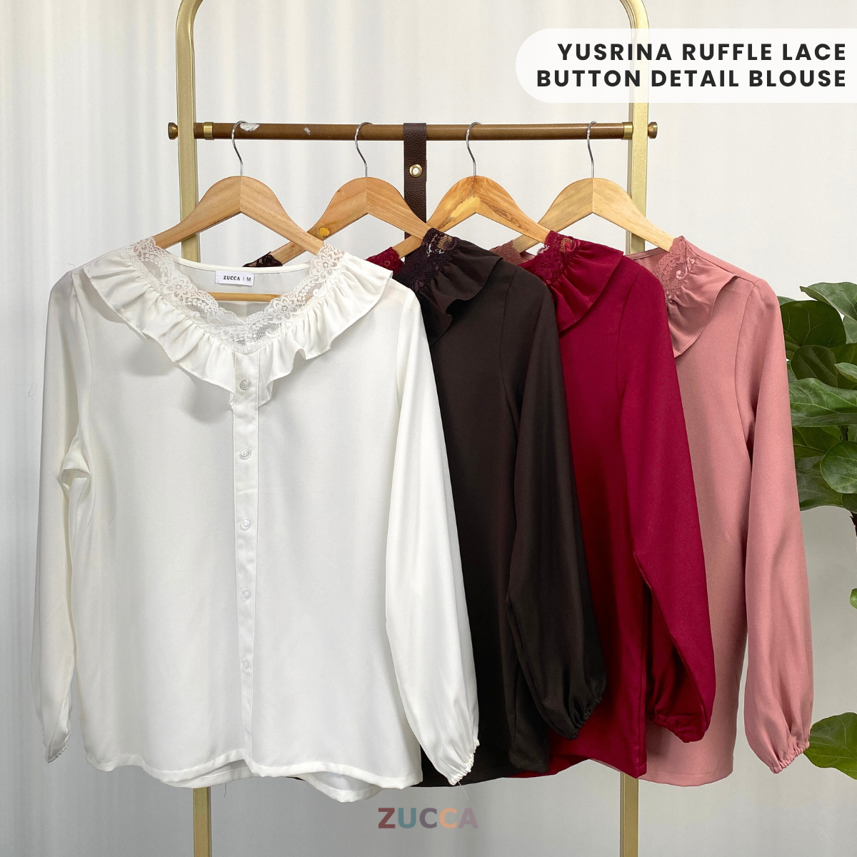 ZUCCA YUSRINA RUFFLE LACE BUTTON DETAIL BLOUSE - MA039