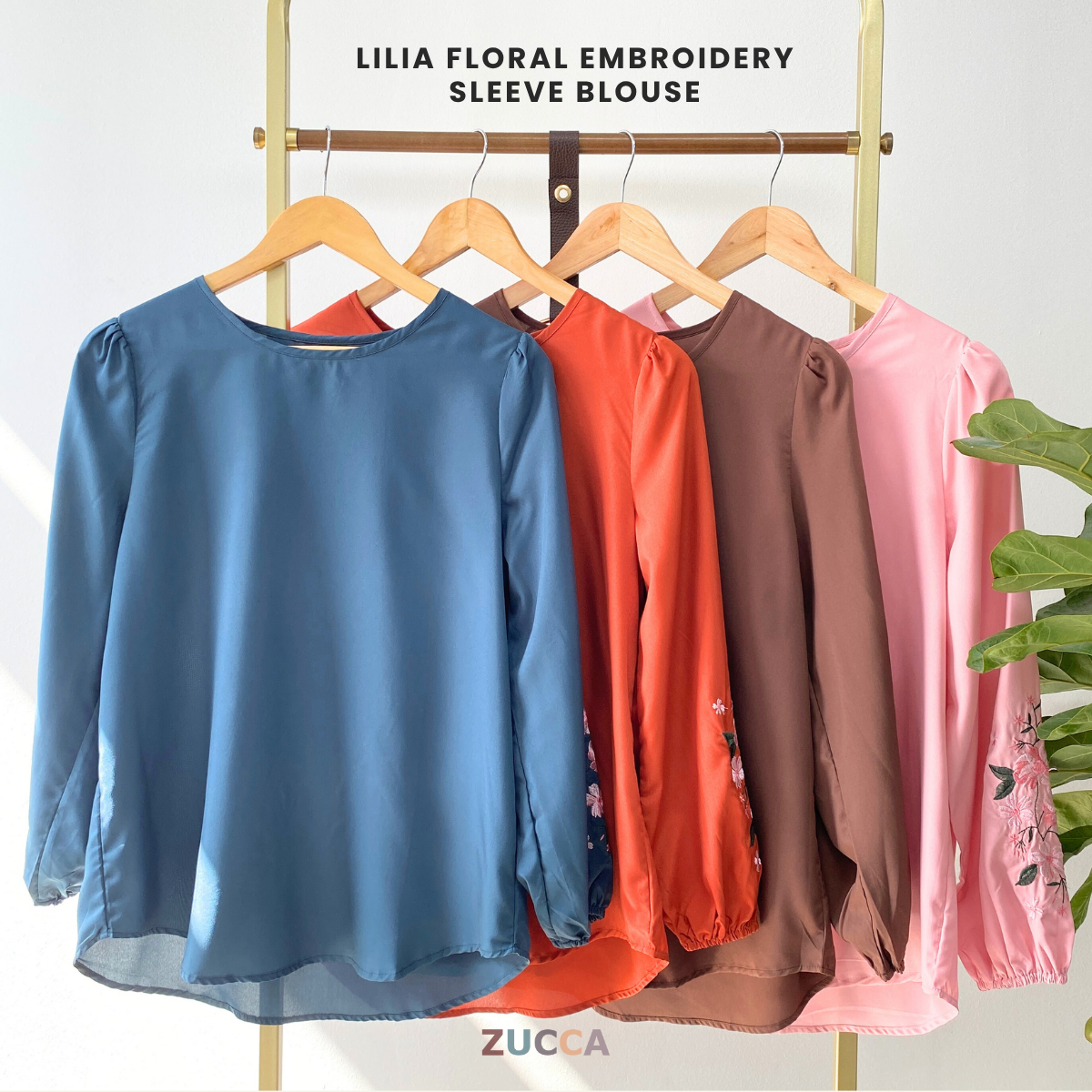 ZUCCA LILIA FLORAL EMBROIDERY SLEEVE BLOUSE - MA064