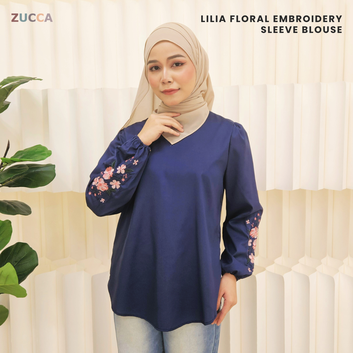 ZUCCA LILIA FLORAL EMBROIDERY SLEEVE BLOUSE - MA064