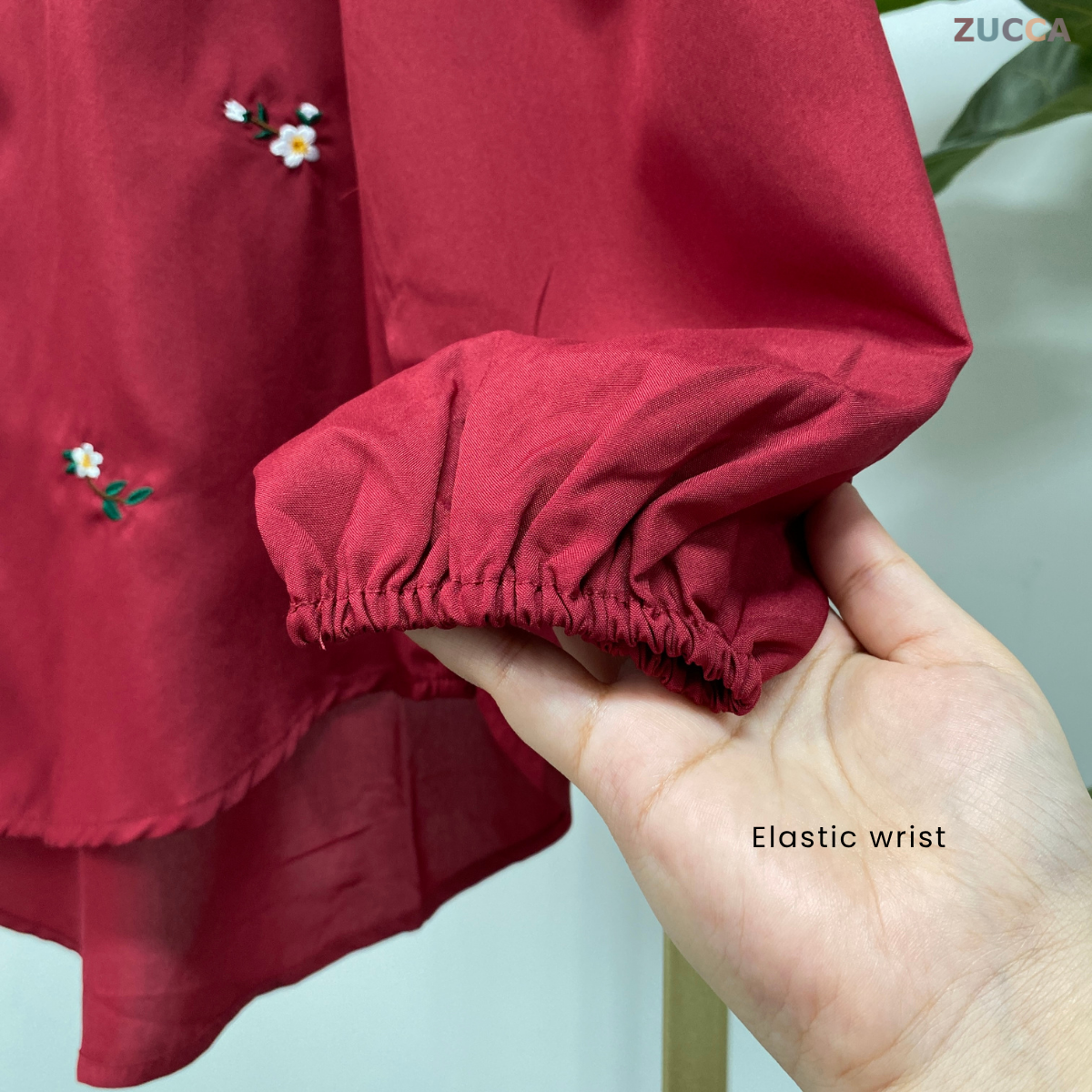 ZUCCA ELAINE FLORAL EMBROIDERY WOMEN BLOUSE - MA066 PLEATED SHOULDER