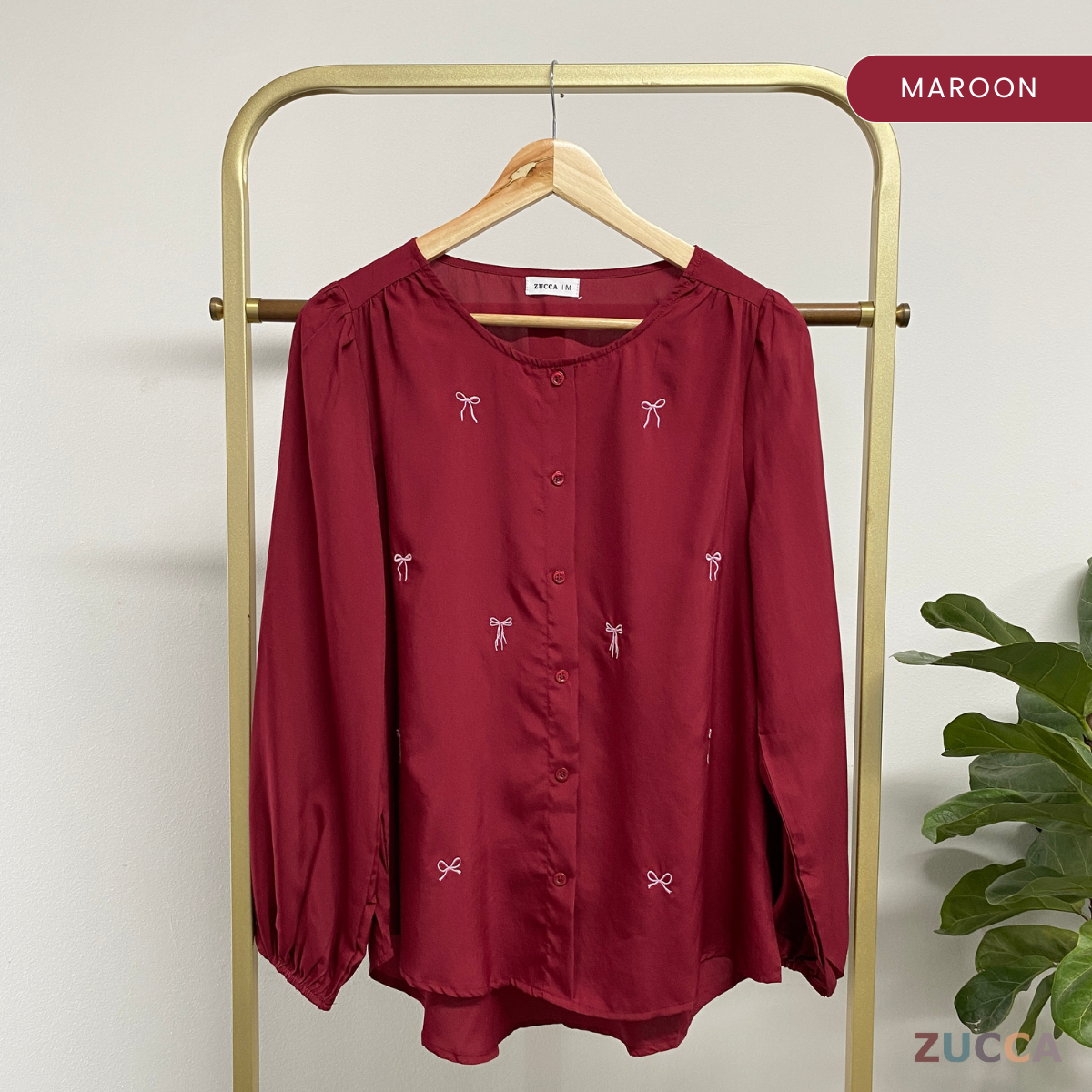 ZUCCA SANA CASUAL ROUND NECK BLOUSE MA067 - Blouse Wafle Cotton