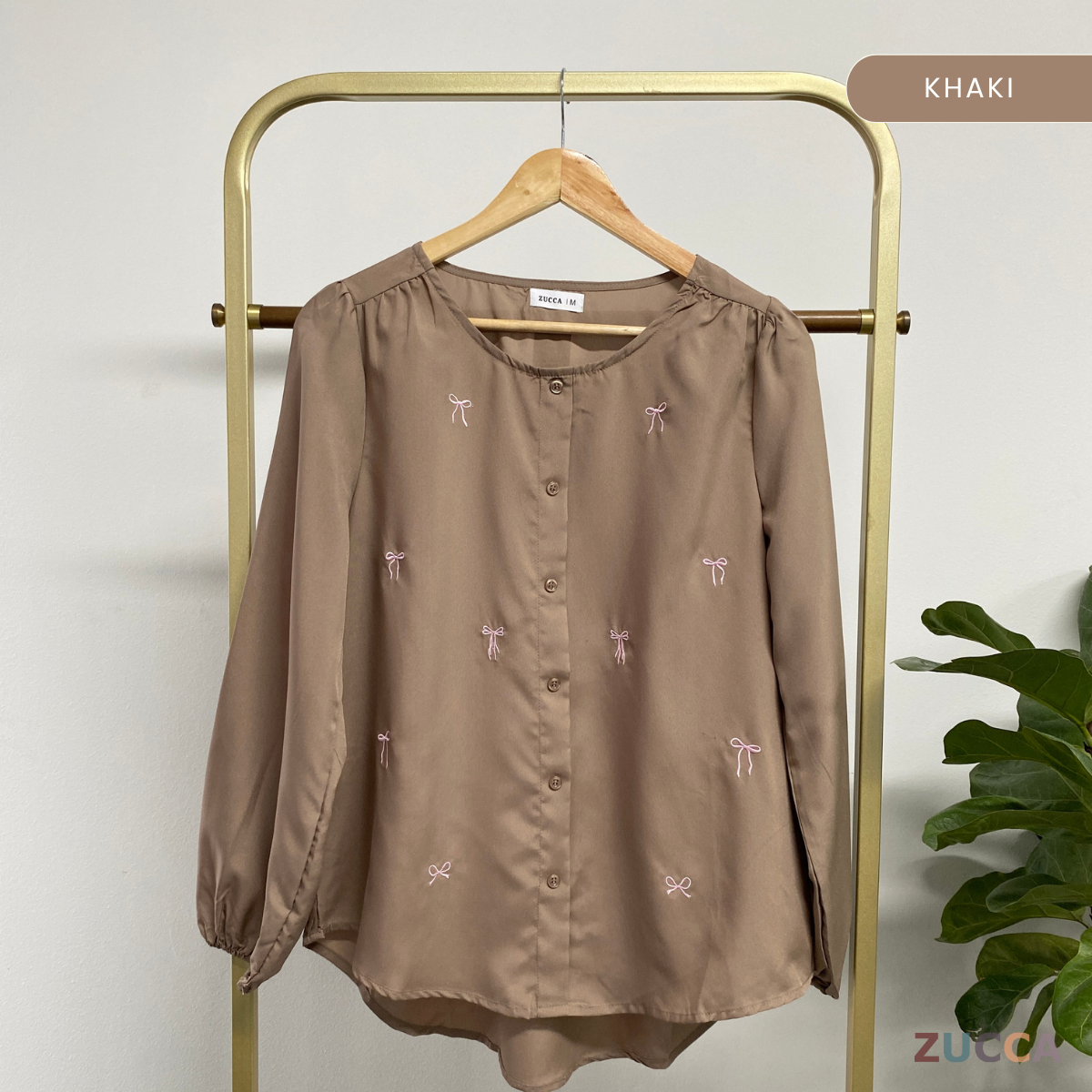 ZUCCA SANA CASUAL ROUND NECK BLOUSE MA067 - Blouse Wafle Cotton