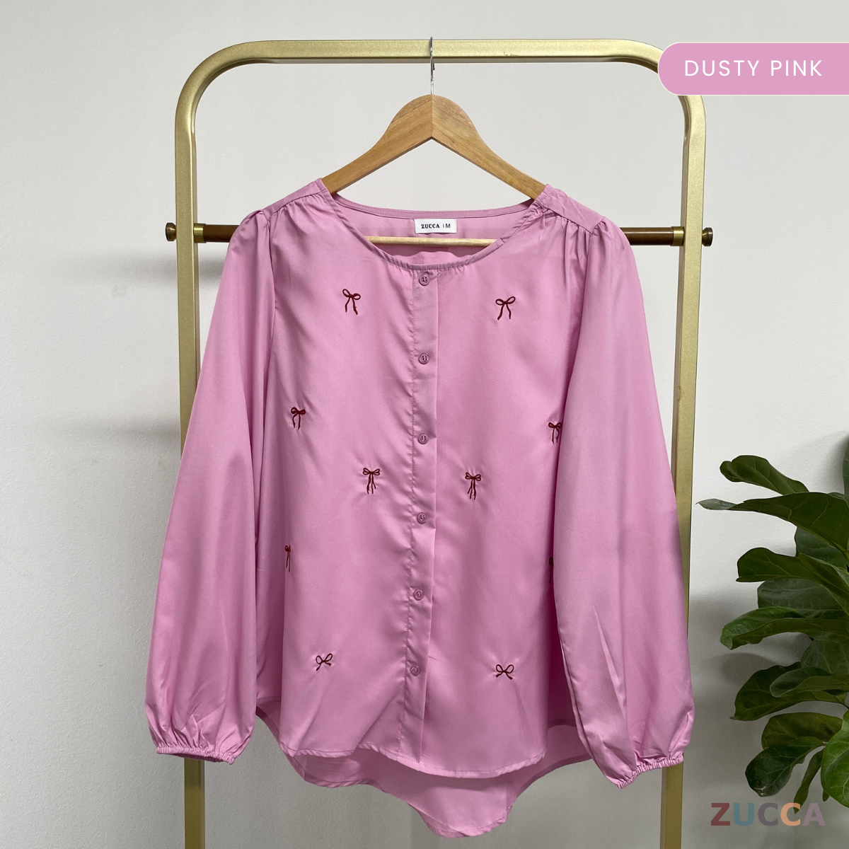 ZUCCA SANA CASUAL ROUND NECK BLOUSE MA067 - Blouse Wafle Cotton