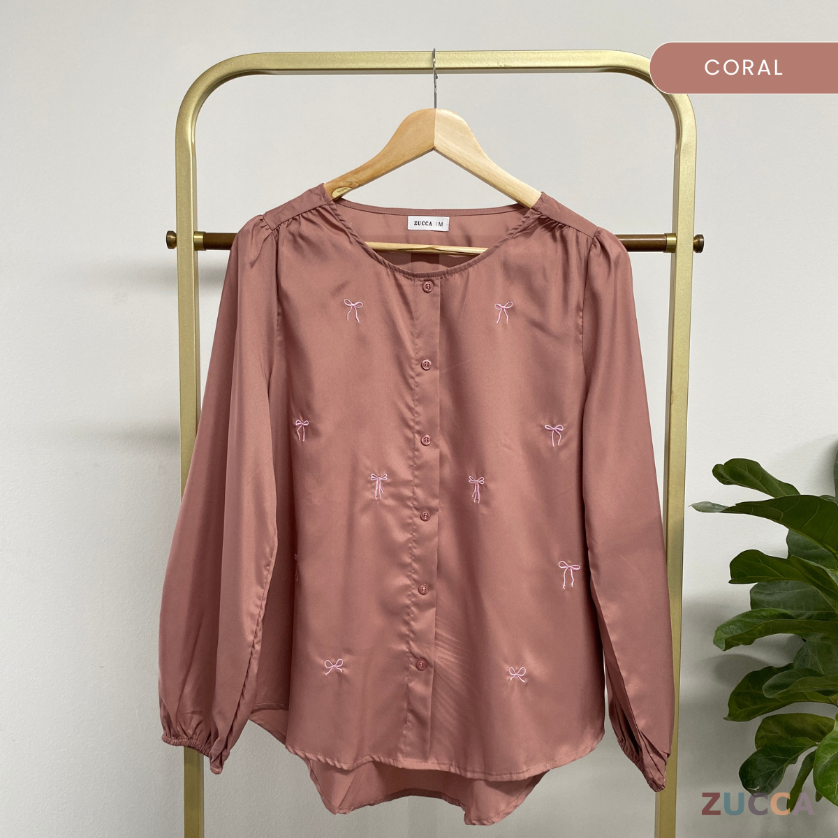 ZUCCA SANA CASUAL ROUND NECK BLOUSE MA067 - Blouse Wafle Cotton