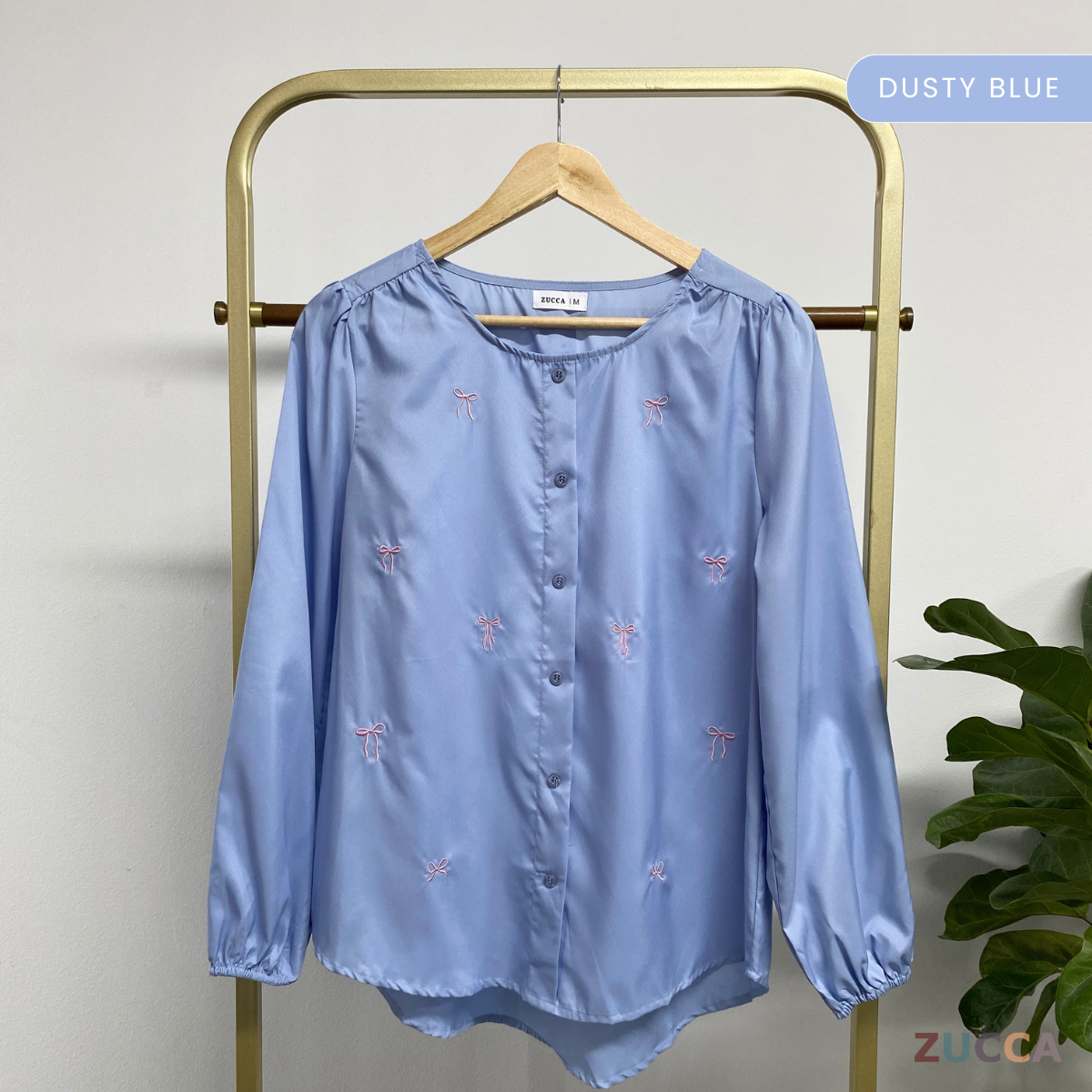 ZUCCA SANA CASUAL ROUND NECK BLOUSE MA067 - Blouse Wafle Cotton