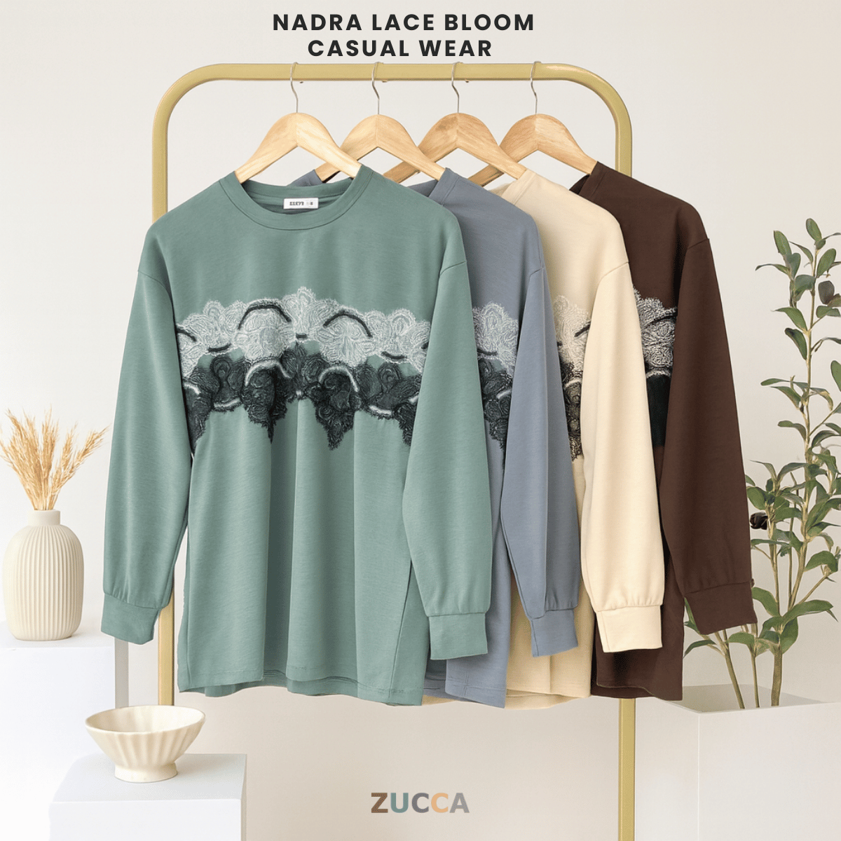 ZUCCA NADRA LACE BLOOM CASUAL WEAR-MA083   Tops