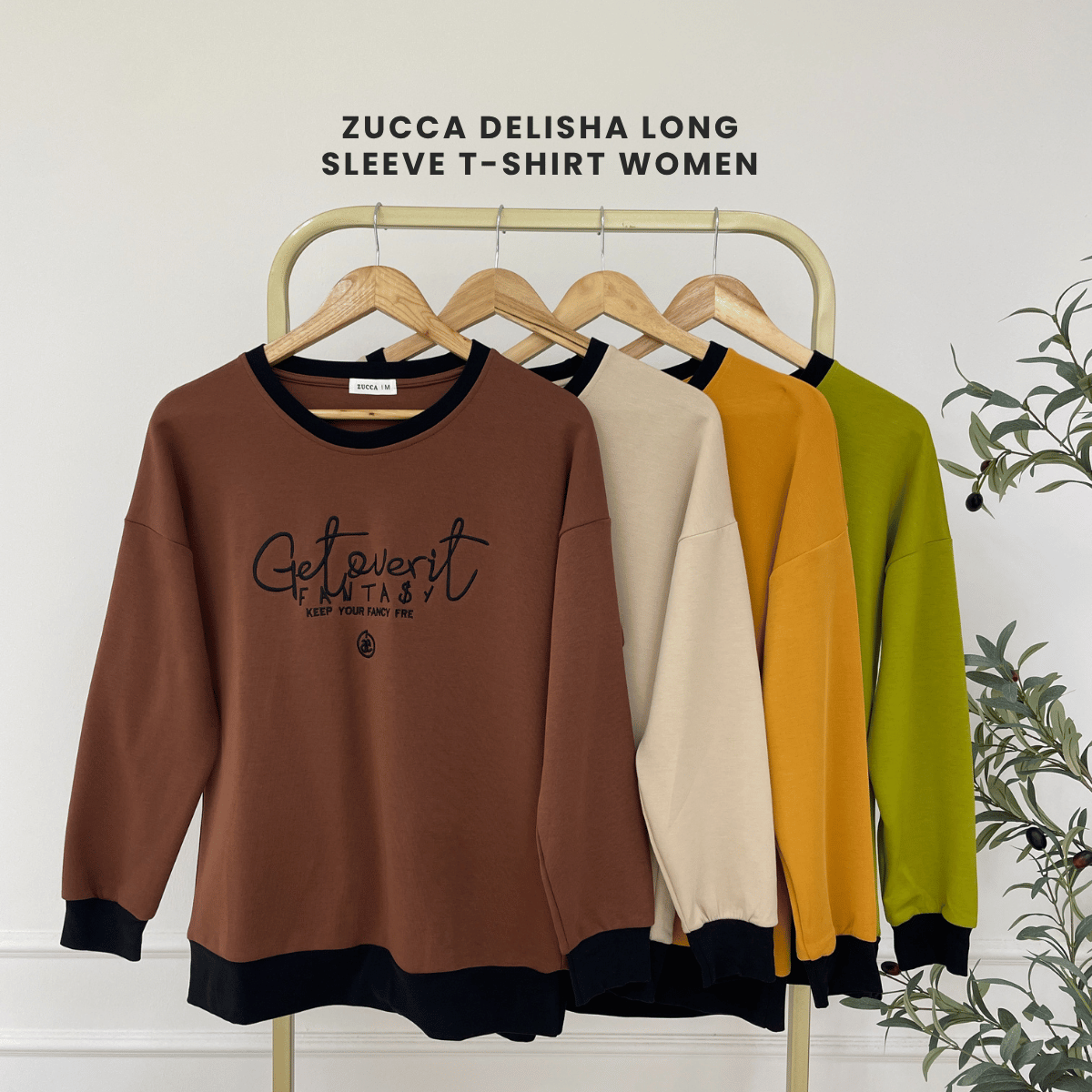 ZUCCA DELISHA LONG SLEEVE KASUAL T-SHIRT PEREMPUAN - MA088
