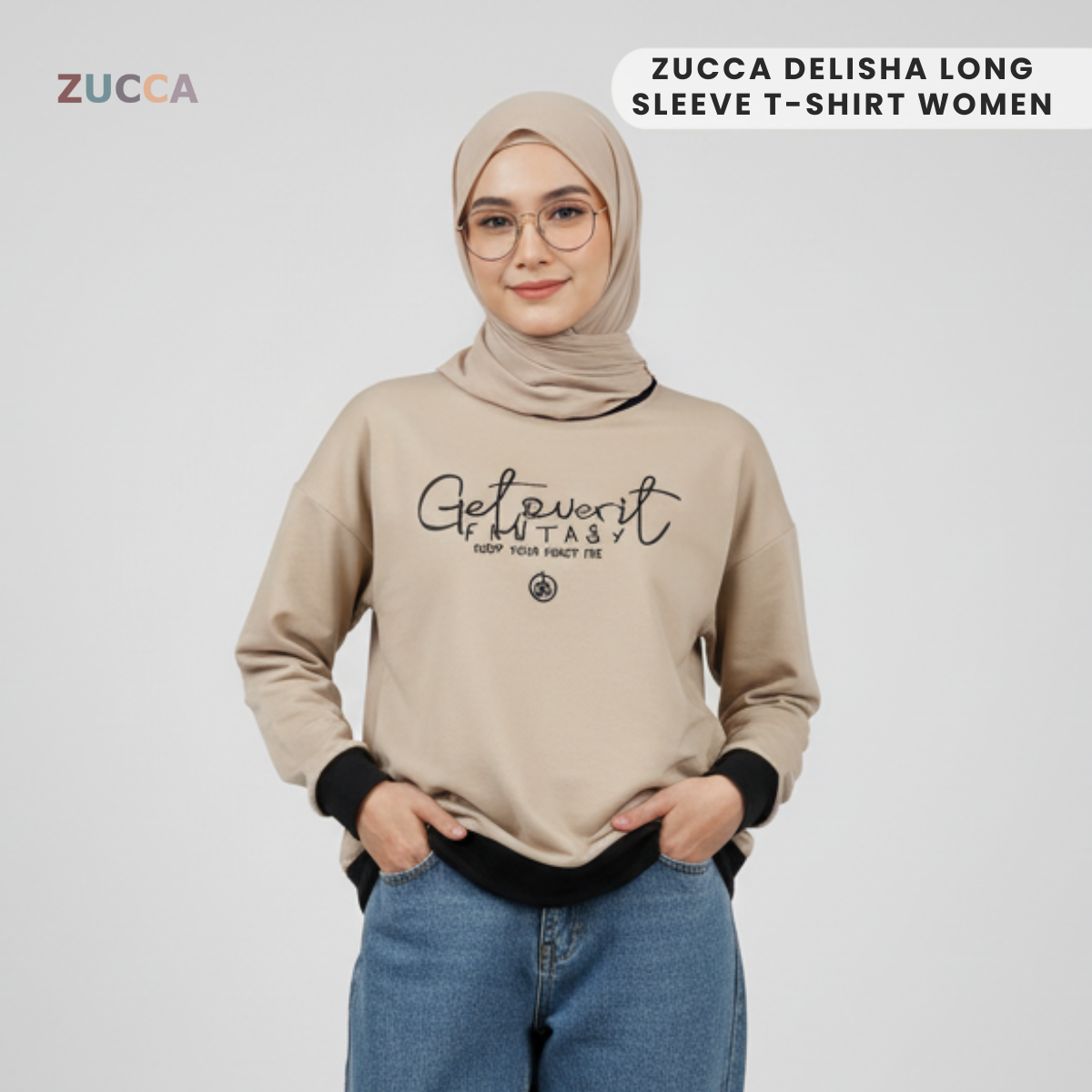 ZUCCA DELISHA LONG SLEEVE KASUAL T-SHIRT PEREMPUAN - MA088