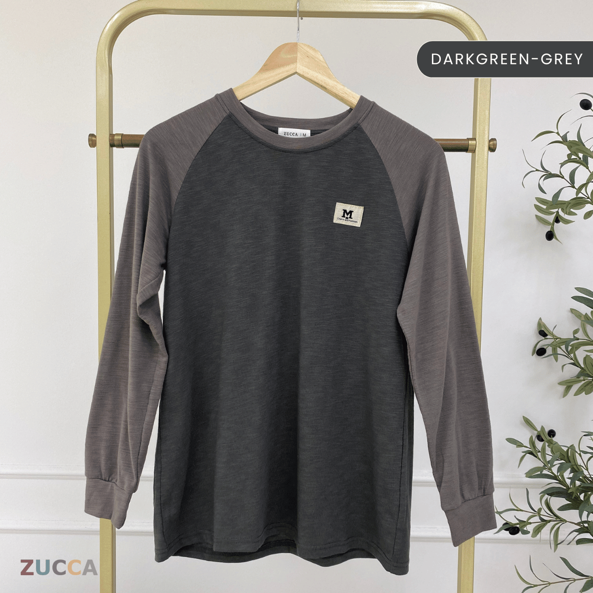 ZUCCA JAMIE TOP KASUAL LENGAN PANJANG RAGLAN-MA096