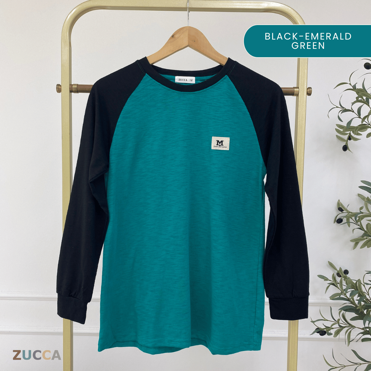 ZUCCA JAMIE TOP KASUAL LENGAN PANJANG RAGLAN-MA096