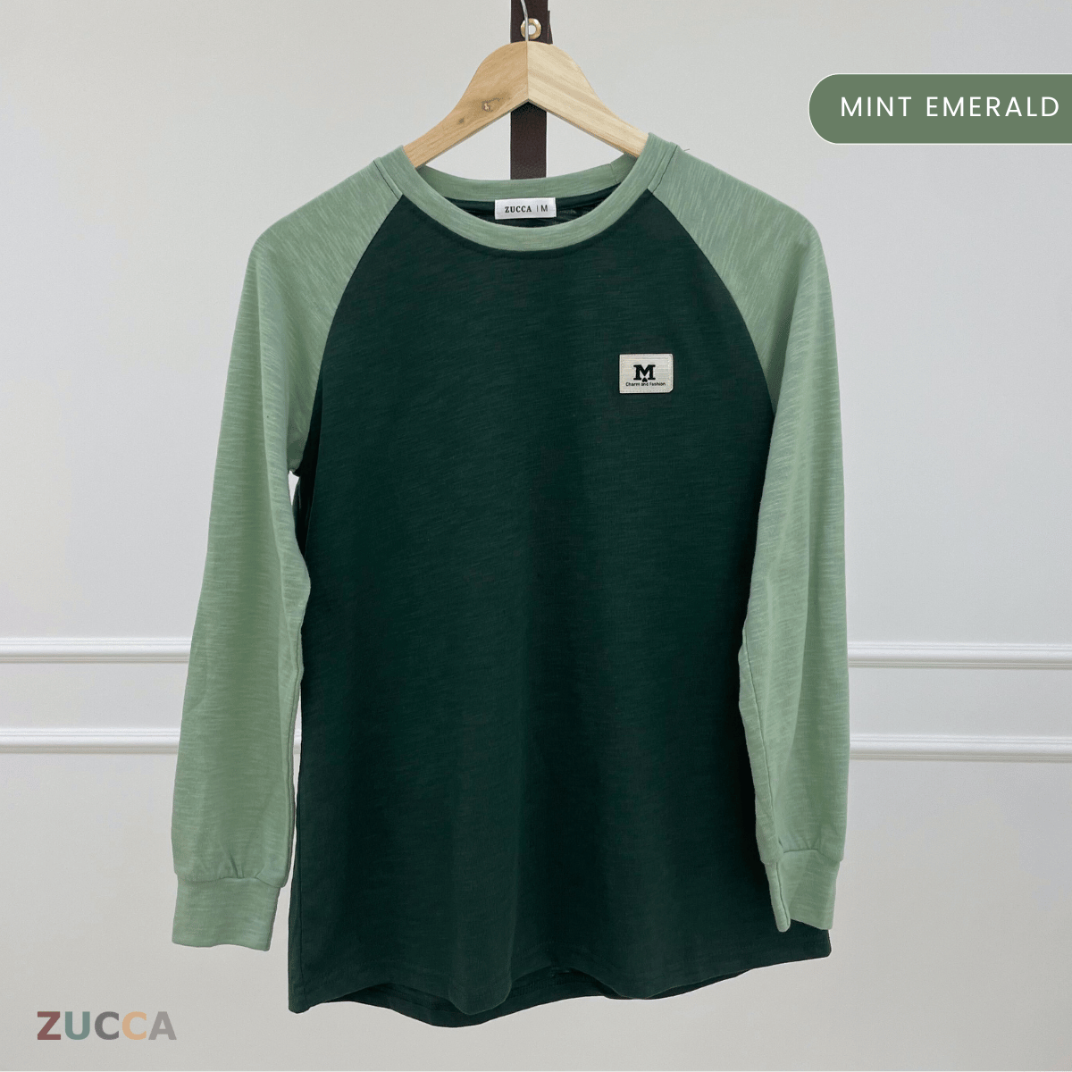 ZUCCA JAMIE TOP KASUAL LENGAN PANJANG RAGLAN-MA096